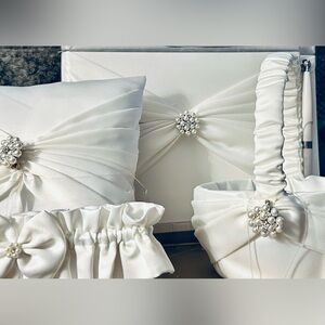 Vintage Beverly Clark Bridal Accessory Set, White with Silver/Pearl accents